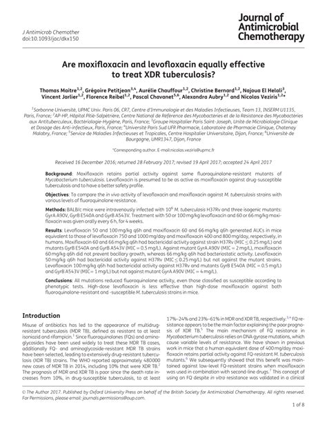 (PDF) Are moxifloxacin and levofloxacin equally effective to treat XDR tuberculosis?