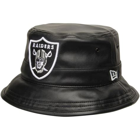 Men's Oakland Raiders New Era Black Faux Leather Bucket Hat - NFLShop.com