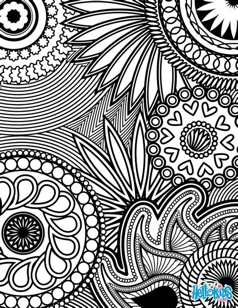 Paisley, hearts and flowers anti-stress coloring design coloring pages ...