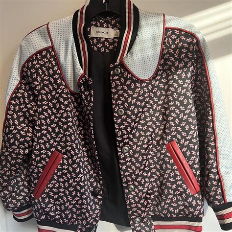 Coach Women's Black and Red Jacket | Depop