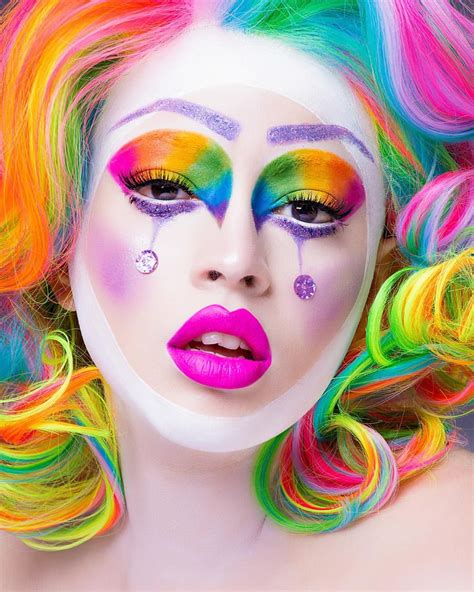 Rainbow Face and Hair | Clown makeup, Artistry makeup, Makeup