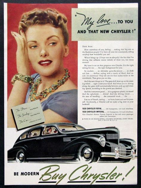 1938 Chrysler Imperial Ad - Sophisticated Woman with Olga Tritt Jewelry ...