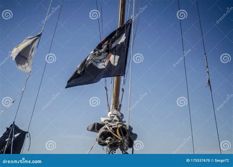 Beautiful pirate flag stock photo. Image of sharp, illumination - 175537670