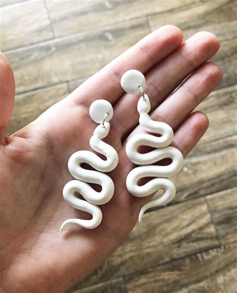 White Snake Earrings Polymer Clay Earrings Bold Statement | Etsy | Polymer clay earrings, Diy ...