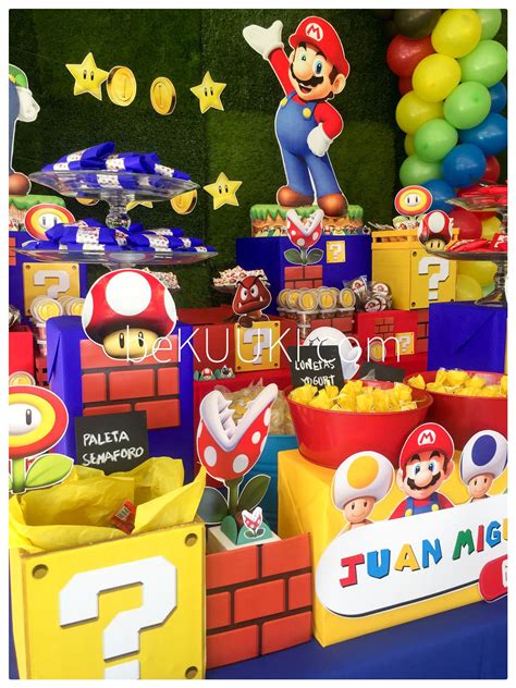 Mesa de dulces | candy bar | cumpleaños | Mario Bros | Luigi | Nintendo | fiesta | niño | azul ...