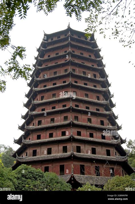 Hangzhou, Zhejiang Province in China. The Six Harmonies Pagoda, known ...