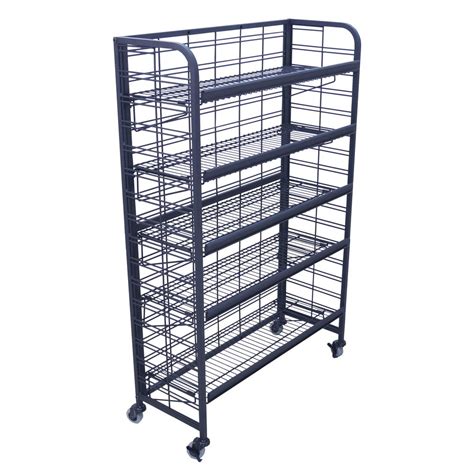 5-Shelved Rolling Rack, Black