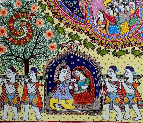 Madhubani Art, Madhubani Painting, Folk Art Painting, Birds Painting, Kalamkari Painting, Trippy ...