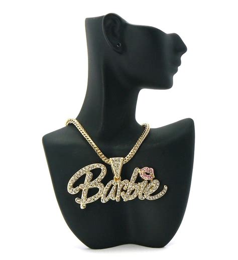 Nicki Minaj Barbie Necklace Pendant - Gold Clear Pink MP655G-1