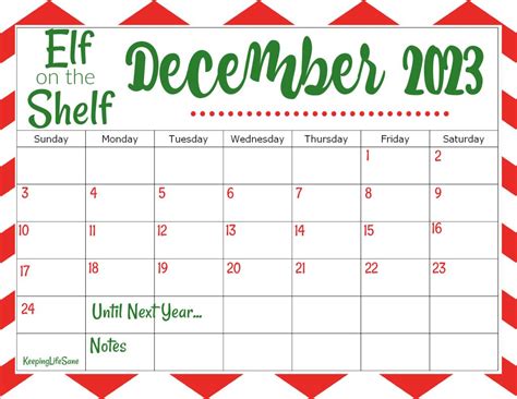 Elf on the Shelf Calendar 2023 - Keeping Life Sane