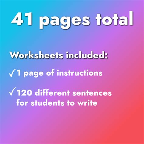 40 Printable Sentence Writing Worksheets 120 Sentences Kindergarten ...