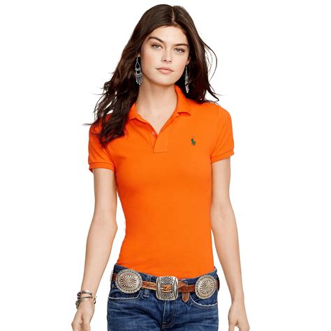 Polo Ralph Lauren Skinny-Fit Polo Shirt in Orange (Sailing Orange) | Lyst