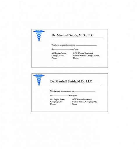 Medical Appointment Cards Templates | TUTORE.ORG - Master of Documents