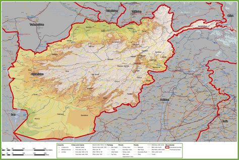 Large detailed map of Afghanistan with cities and towns