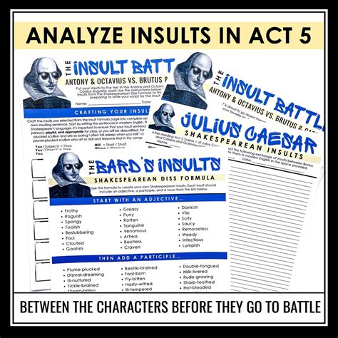 Julius Caesar Activity - Shakespeare Insult Battle of Philippi Act 5 C ...