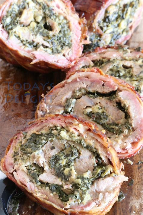 Bacon Wrapped Stuffed Pork Tenderloin with Spinach & Cheese - Today's ...