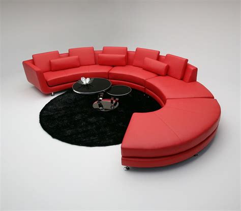 Modern Contemporary circle Sectional Sofa Red Leather Sectional, Contemporary Leather Sectional ...