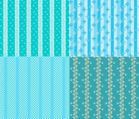 4 for 1 turquoise and white stripes fabric - glimmericks - Spoonflower