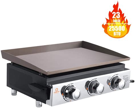 Tabletop Propane Gas Grill, 23 Inch Portable Outdoor Griddle, 3 Burners ...