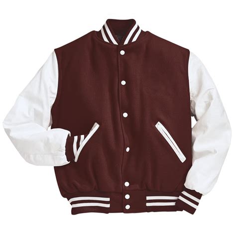 Maroon and White Varsity Letterman Jacket