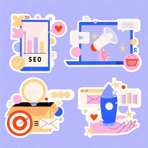 Free Vector | Collection of digital marketing strategy stickers