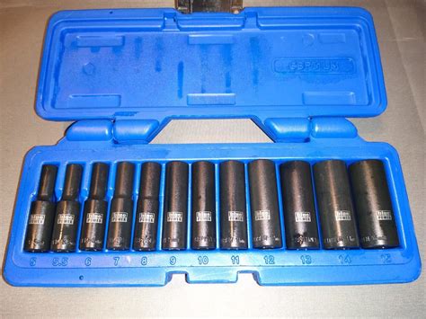 Cornwell Tools Blue Power 12pc. Deep Impact Socket Set 1/4" Dr. Metric | eBay