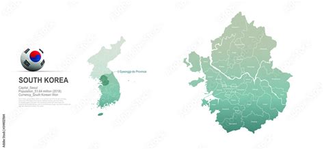 gyeonggi do map. detailed south korea city, provinces vector map series. Векторный объект Stock ...