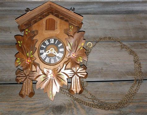 Vintage swiss made Wood small Cuckoo Clock Lotscher works Unique style ...