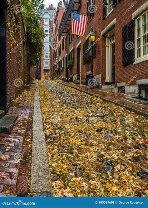 The Fall on Acorn Street ,Boston Stock Photo - Image of famous, autumn: 105534698