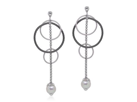 ALOR Grey & Black Cable & Chain Interlocking Freshwater Pearl Drop Earrings – Luxury Designer ...