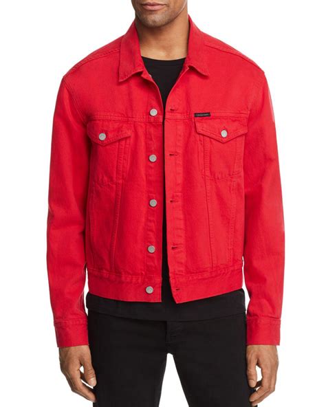 Calvin Klein Classic Denim Trucker Jacket in Red for Men | Lyst