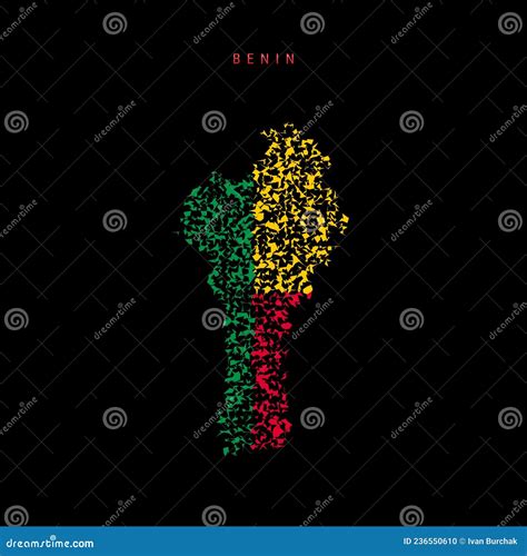 Benin Flag Map, Chaotic Particles Pattern in the Dahomey Flag Colors ...