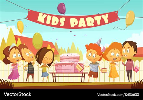 Kids Party Cartoon Background Royalty Free Vector Image