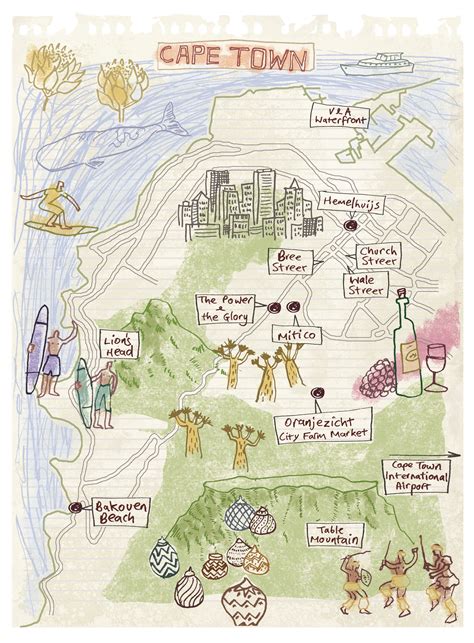 Cape Town map by Robert Littleford. | Cape town map, Cape town bucket ...