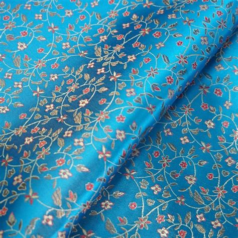 Blue Cotton Floral Silk Fabric/fabric by the Yard | Etsy