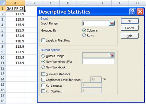 EXCEL 2007: Descriptive Statistics for Univariate Data