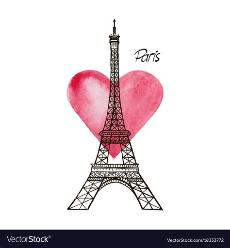 Eiffel tower paris france love Royalty Free Vector Image