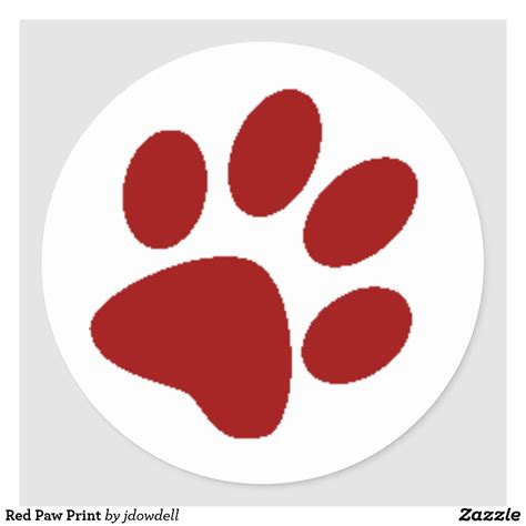 Red Paw Print Classic Round Sticker | Zazzle.com | Paw print, Paw print image, Animal paw prints