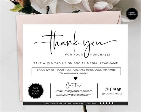 PRINTABLE Thank You Cards Business Template Etsy Small Business Thank ...