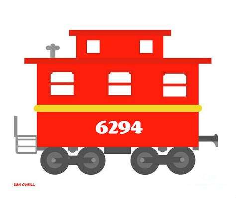 Train Caboose Red Digital Art by Dan O'Neill - Fine Art America