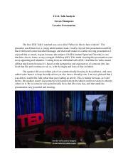 TED Talk Analysis copy.docx - T.E.D. Talk Analysis Steven Thompson ...