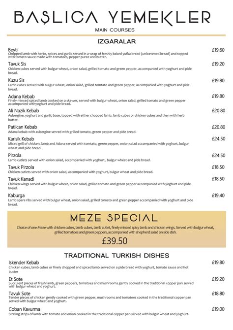 Menus 2024 - Meze restaurant in Eastbourne | TheFork