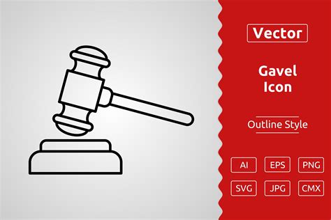 Vector Gavel Outline Icon Graphic by Muhammad Atiq · Creative Fabrica