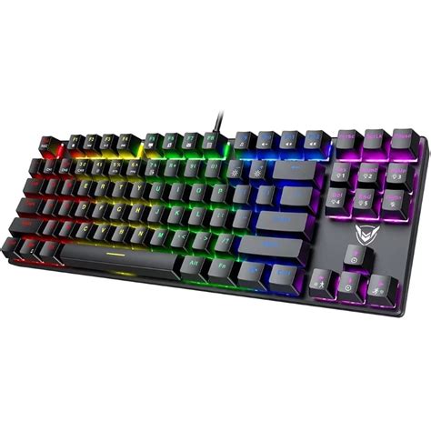 PICTEK PC244 Mechanical Keyboard 87 Keys Blue Switch Gaming Keyboard with Full Anti-ghosting ...