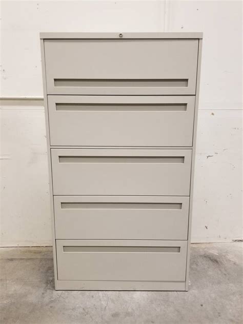 Steelcase 5 Drawer Putty Lateral File Cabinet – 36 Inch Wide by Steelcase