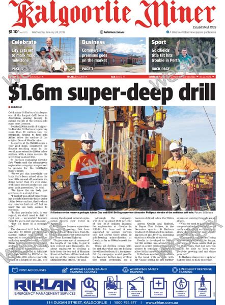 Kalgoorlie Miner front page Wednesday January | WestPix