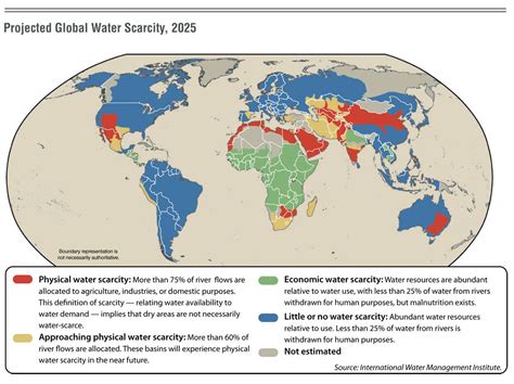 Parts of the world facing water scarcity by 2025 | Water scarcity, Map ...