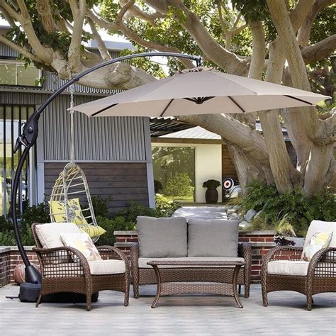 Grand patio 10 FT Outdoor Patio Umbrella with Crank Handle and Base - Overstock - 20691071