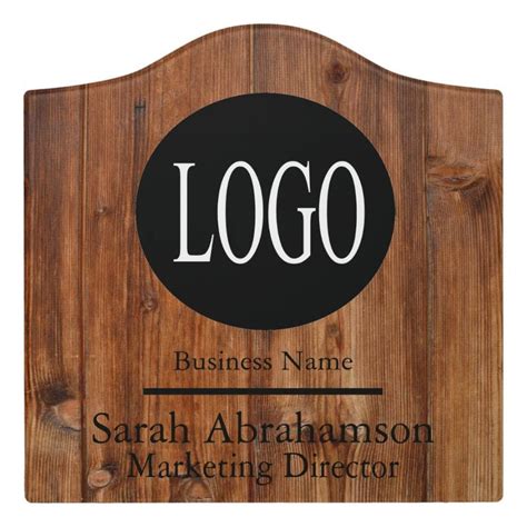 Office Door Sign Wooden Rustic Wood Custom Logo | Zazzle | Office door ...