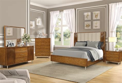 New Classic Furniture 4pc Bamboo Wave Bedroom Set in Natural